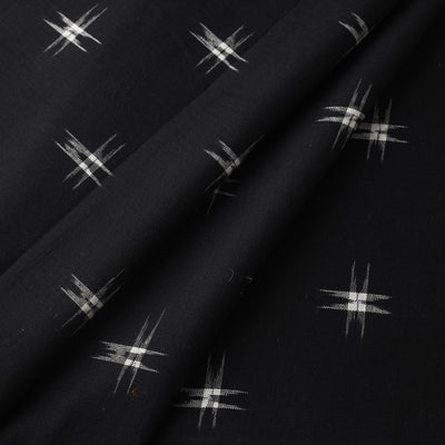 Black - Handloom Cotton Pochampally Double Ikat Fabric 02