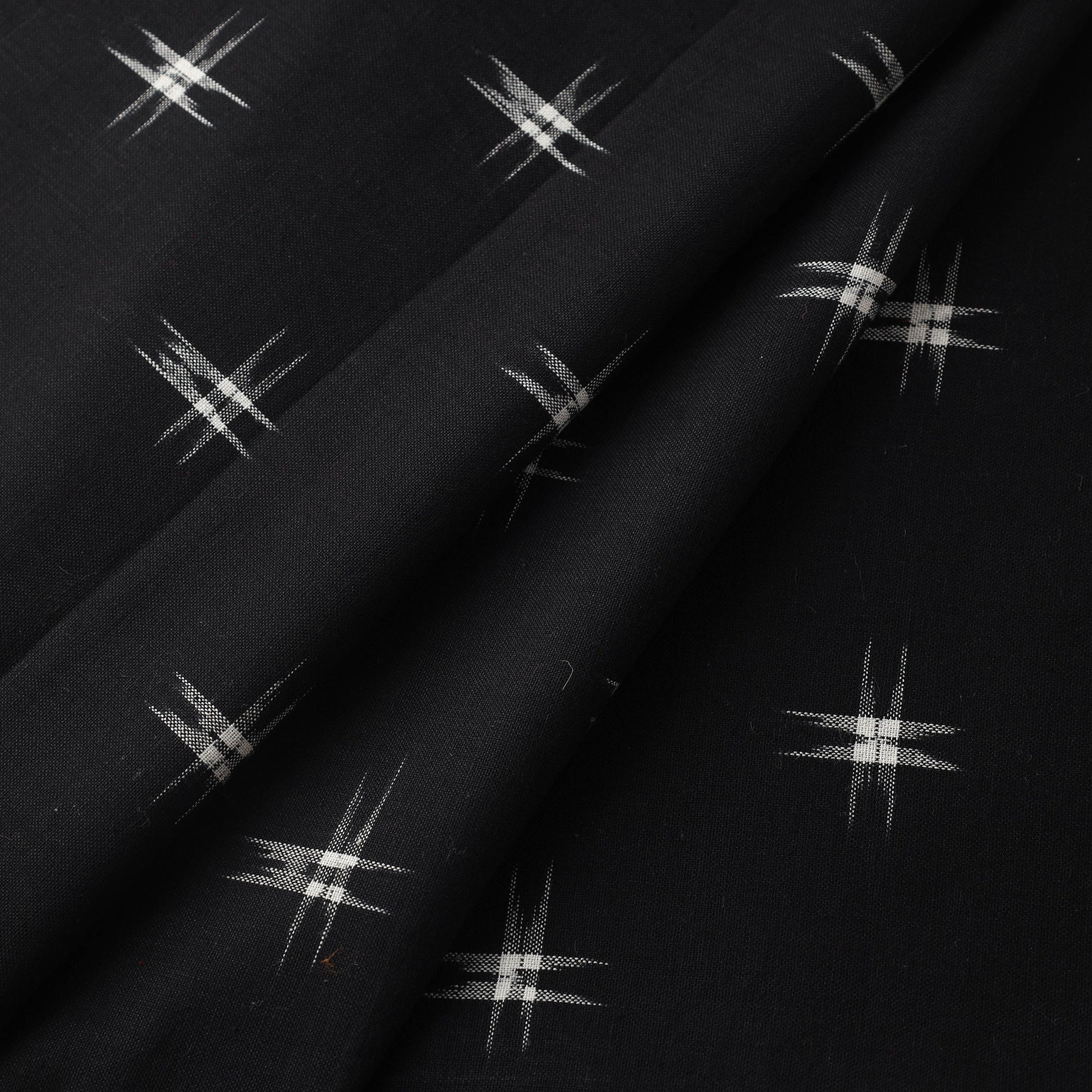 Black - Handloom Cotton Pochampally Double Ikat Fabric 02