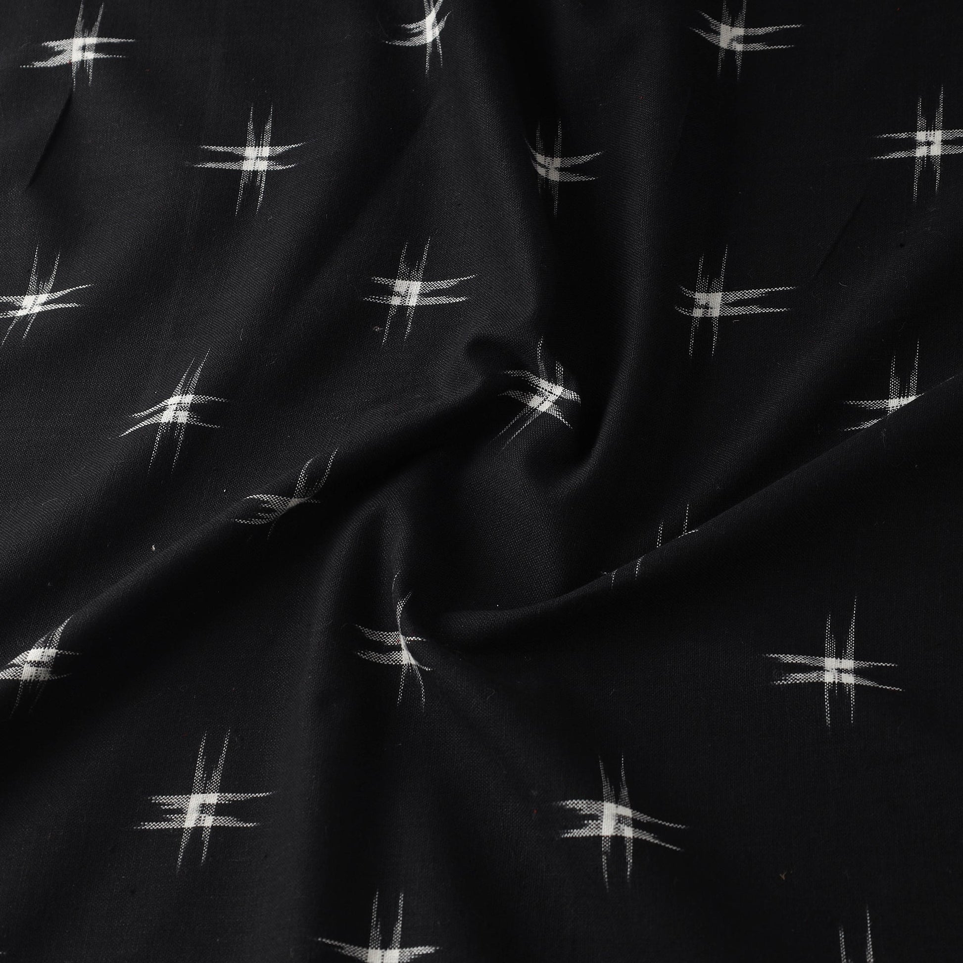 Black - Handloom Cotton Pochampally Double Ikat Fabric 02