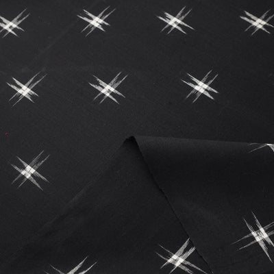 Black - Handloom Cotton Pochampally Double Ikat Fabric 02