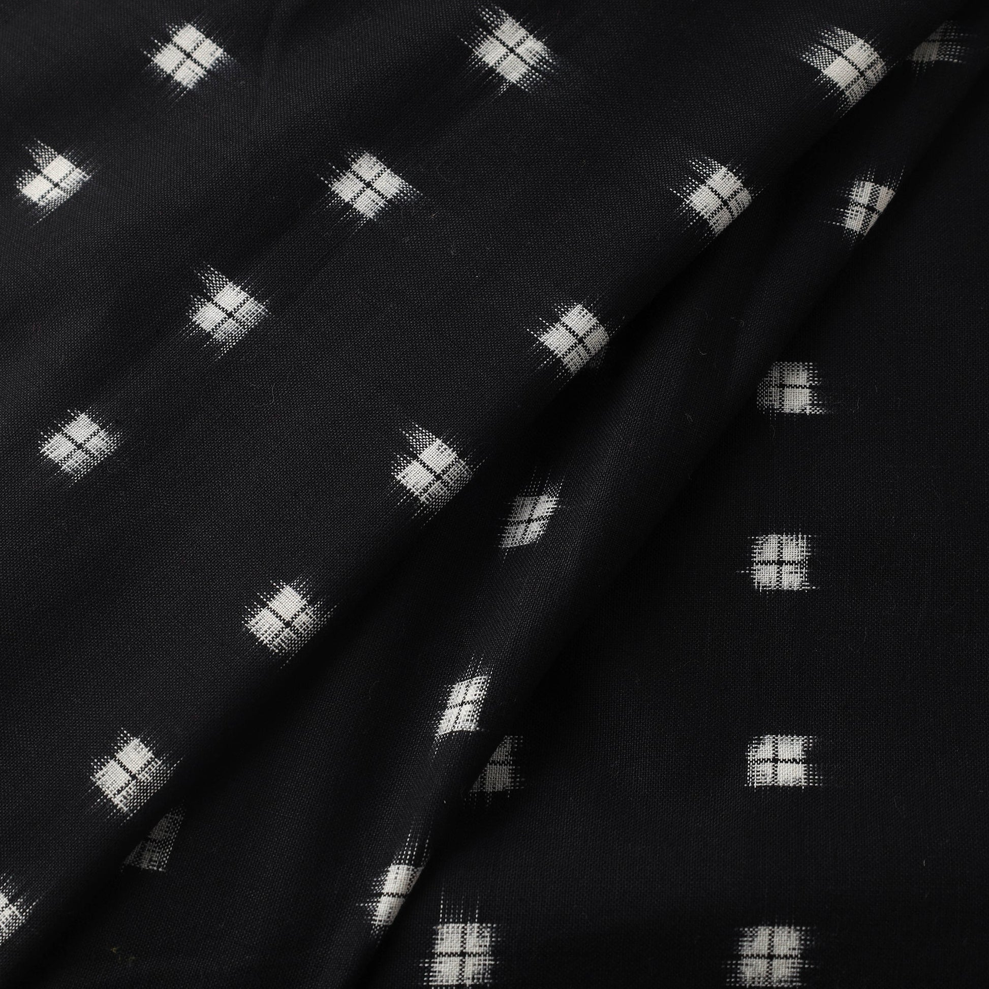 Black - Handloom Cotton Pochampally Double Ikat Fabric 03