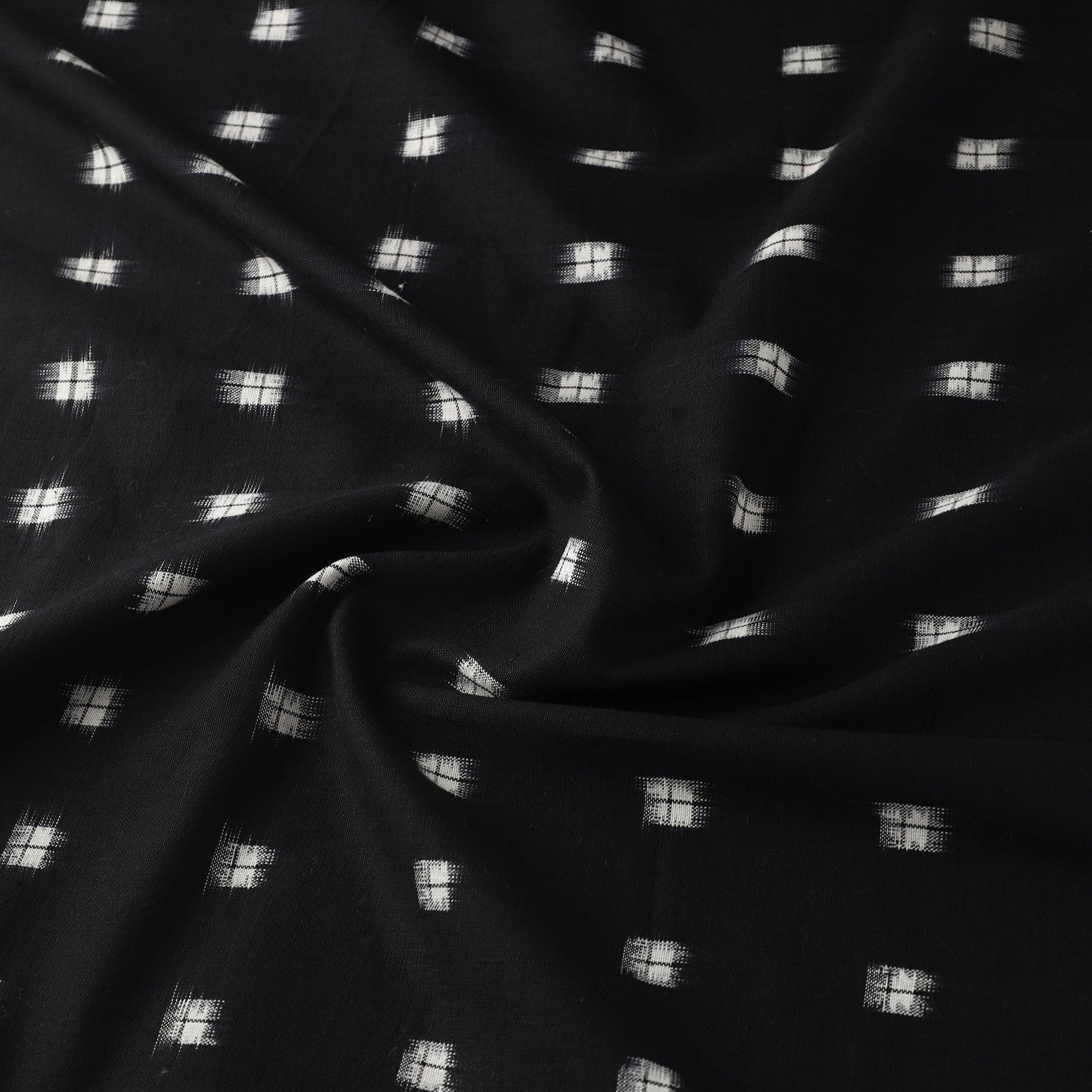 Black - Handloom Cotton Pochampally Double Ikat Fabric 03