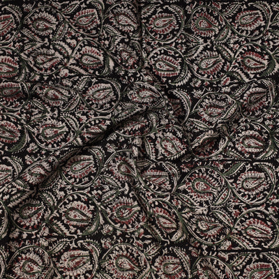 Black - Kalamkari Block Printed Cotton Precut Fabric (1.2 meter) 74
