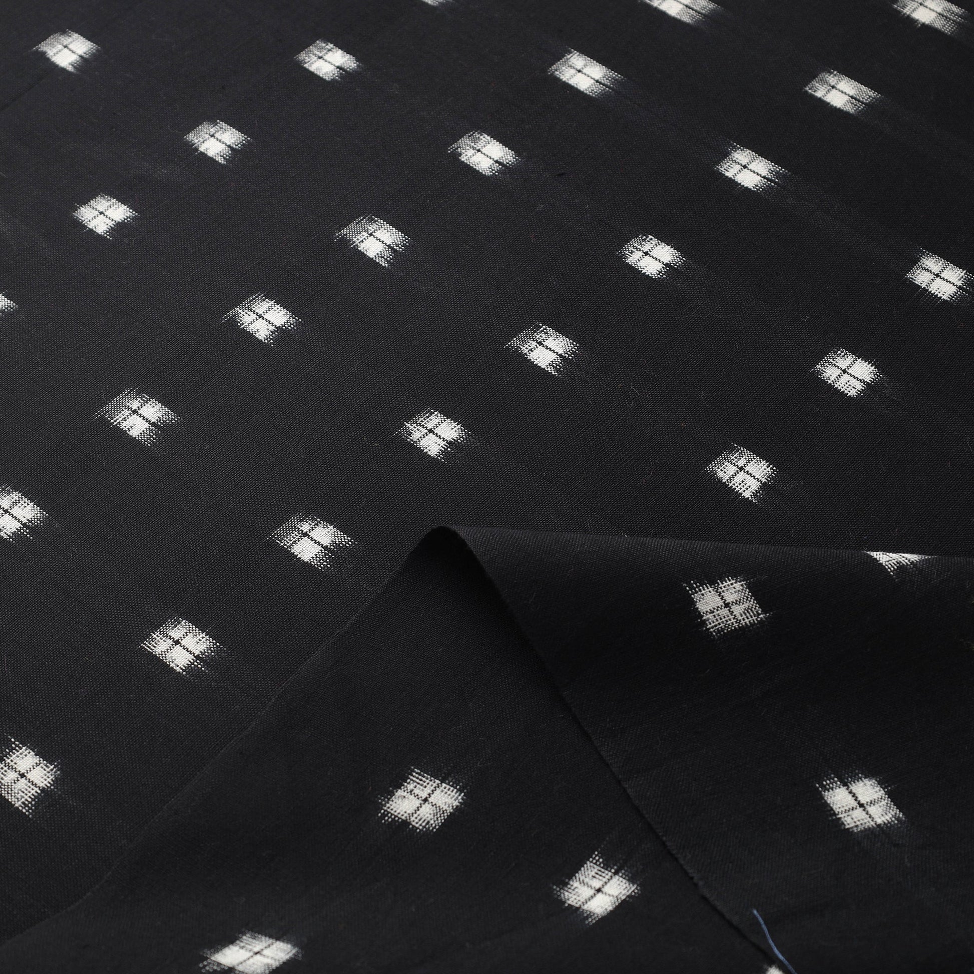 Black - Handloom Cotton Pochampally Double Ikat Fabric 03