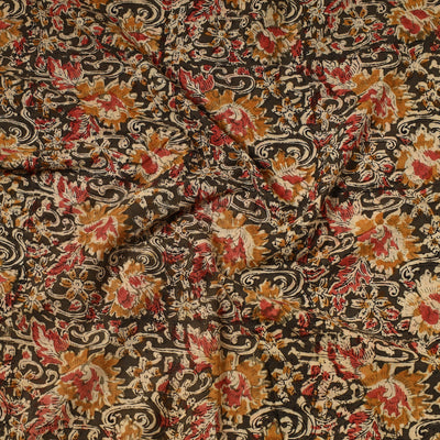Brown - Kalamkari Block Printed Cotton Precut Fabric (1.2 meter) 76