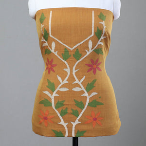 Brown - 2pc Phulia Jamdani Weave Handloom Cotton Suit Material Set