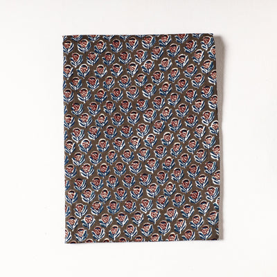 Brown - Sanganeri Block Printed Cotton Precut Fabric (1 Meter)