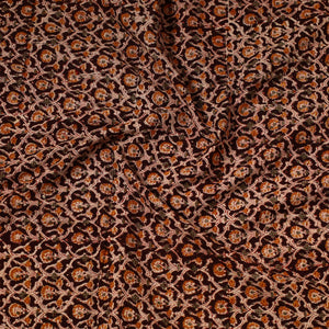 Brown - Kalamkari Block Printed Cotton Precut Fabric (1.6 meter) 82