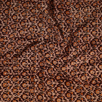 Brown - Kalamkari Block Printed Cotton Precut Fabric (1.6 meter) 82