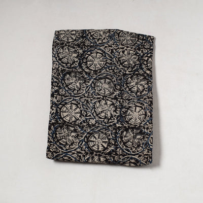Black - Kalamkari Block Printed Cotton Precut Fabric (2 meter) 84