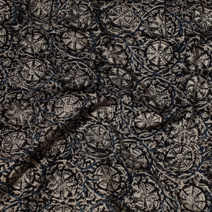 Black - Kalamkari Block Printed Cotton Precut Fabric (2 meter) 84