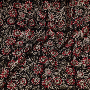 Black - Kalamkari Block Printed Cotton Precut Fabric (1.3 meter) 85