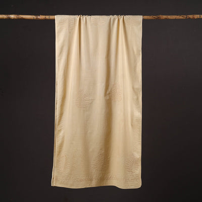 Beige - Hand Embroidered Lucknow Chikankari Cotton Stole 09