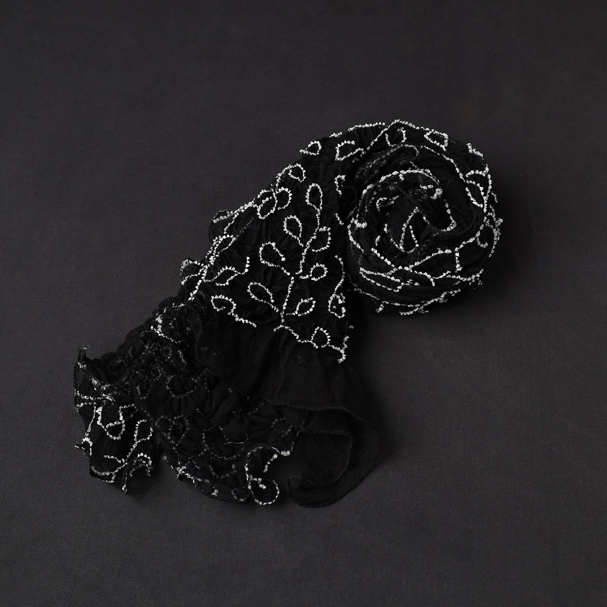 Black - Kutch Tie & Dye Georgette Bandhani Stole 08