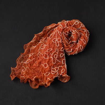 Brown - Kutch Tie & Dye Georgette Bandhani Stole 13