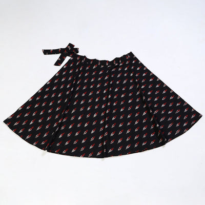 Black - Handmade Cotton Wrap Around Pochampally Ikat Skirt 23