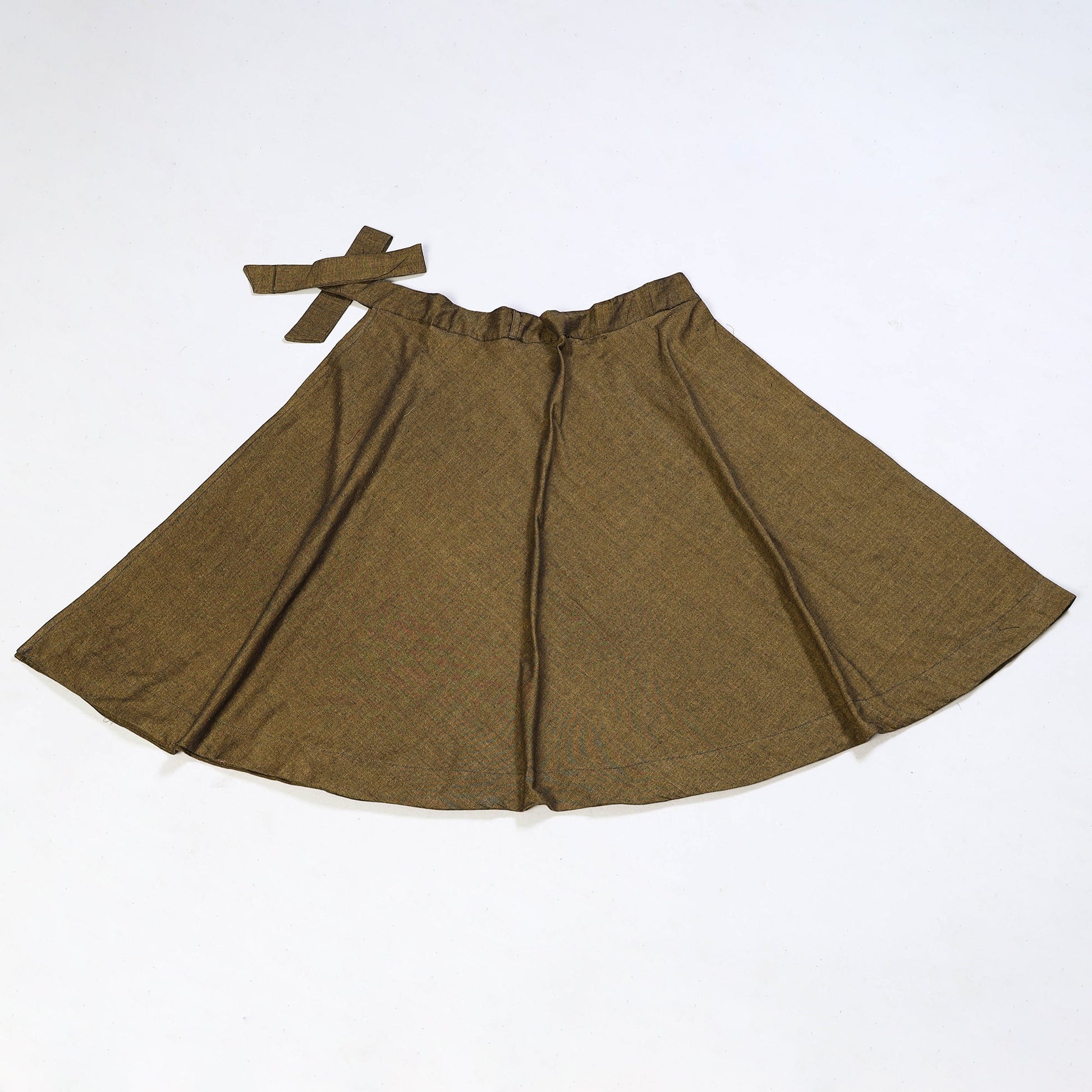 Brown - Jhiri Handloom Cotton Wrap Around Plain Skirt 26
