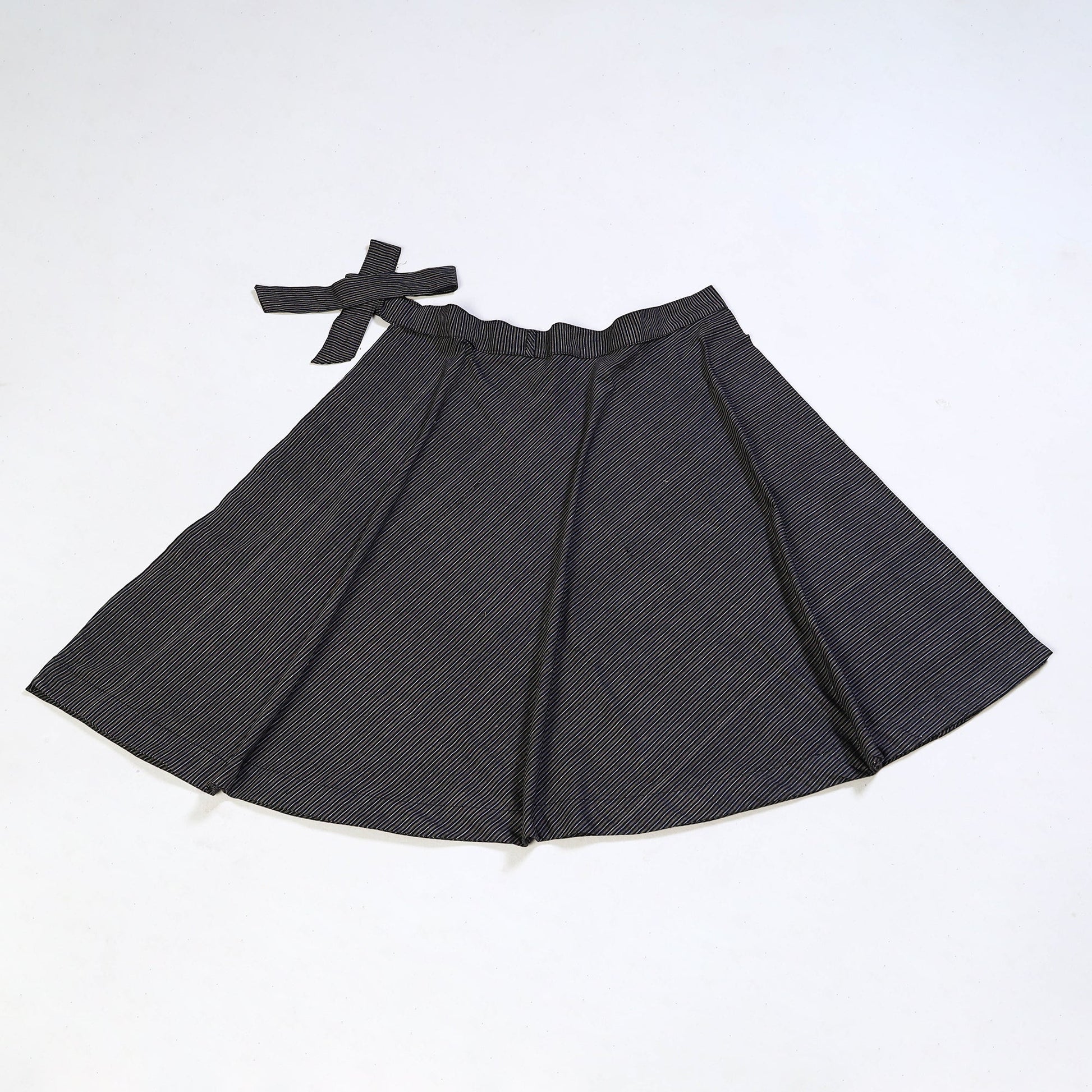 Black - Jhiri Handloom Cotton Wrap Around Plain Skirt 27