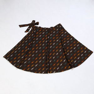 Brown - Handmade Cotton Wrap Around Pochampally Ikat Skirt 29