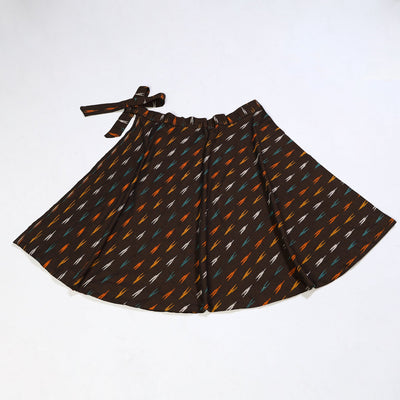 Brown - Handmade Cotton Wrap Around Pochampally Ikat Skirt 29