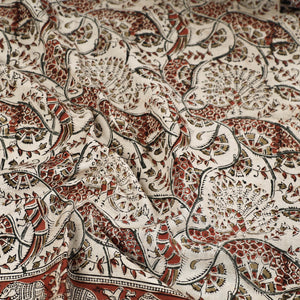 Beige - Pedana Kalamkari Block Printed Natural Dyed Cotton Scarf 89
