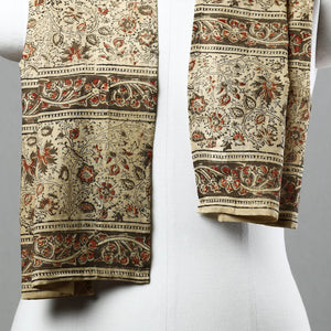 Beige - Pedana Kalamkari Block Printed Natural Dyed Cotton Stole 01