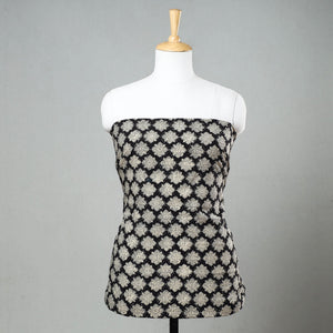 Black - Special Tagai Work Block Printed Cotton Kurta Material - 2 meter