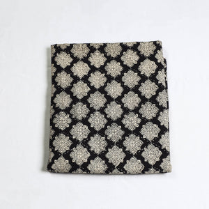 Black - Special Tagai Work Block Printed Cotton Kurta Material - 2 meter