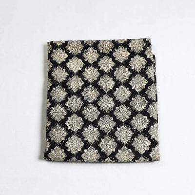Black - Special Tagai Work Block Printed Cotton Kurta Material - 2 meter