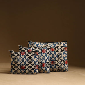 Beige - Handmade Cotton Multipurpose Utility Pouches (set of 3) 13