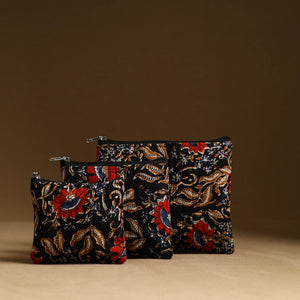 Black - Handmade Cotton Multipurpose Utility Pouches (set of 3) 14