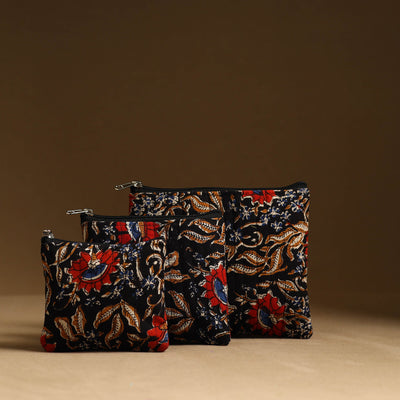 Black - Handmade Cotton Multipurpose Utility Pouches (set of 3) 14