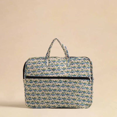 Beige - Handmade Quilted Cotton Laptop Bag 24