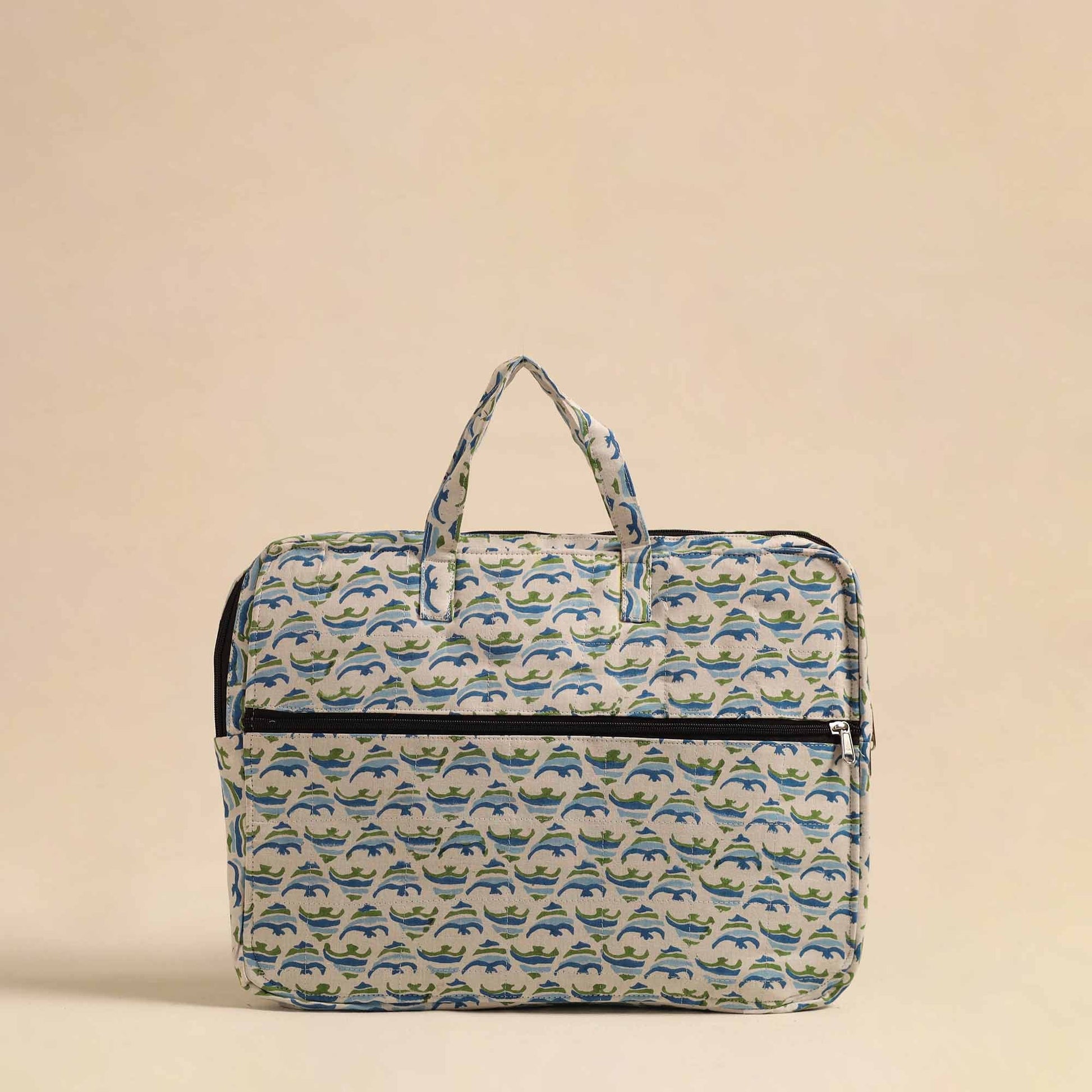 Beige - Handmade Quilted Cotton Laptop Bag 24