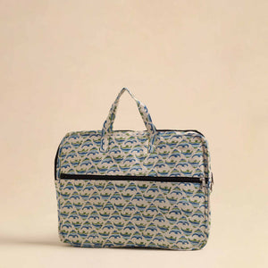 Beige - Handmade Quilted Cotton Laptop Bag 24