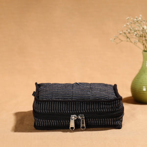 Black - Handmade 4 Pockets Cotton Jewellery Bag 09