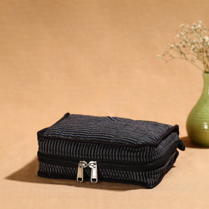 Black - Handmade 4 Pockets Cotton Jewellery Bag 09