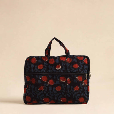 Black - Handmade Quilted Cotton Laptop Bag 18