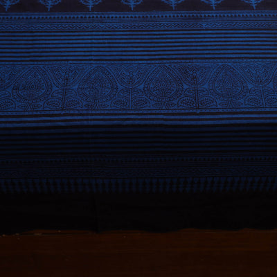 Blue - Block Print Cotton Bagh Double Bed Sheet (108 x 90 in) 14