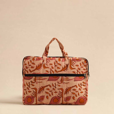 Beige - Handmade Quilted Cotton Laptop Bag 11