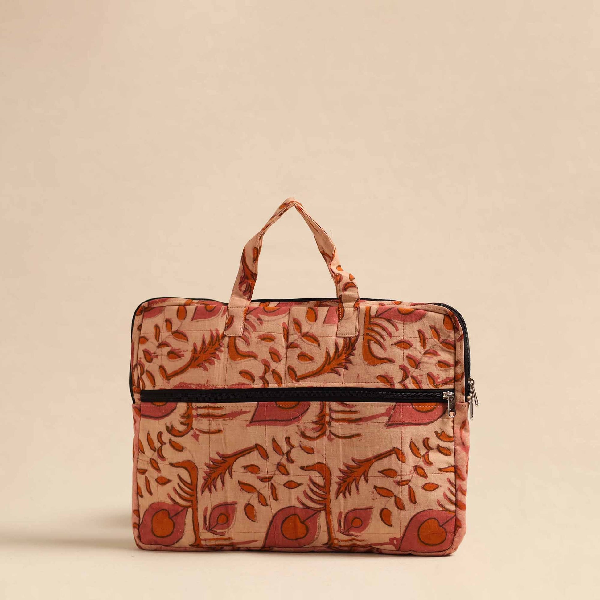 Beige - Handmade Quilted Cotton Laptop Bag 11