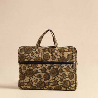 Brown - Handmade Quilted Cotton Laptop Bag 09