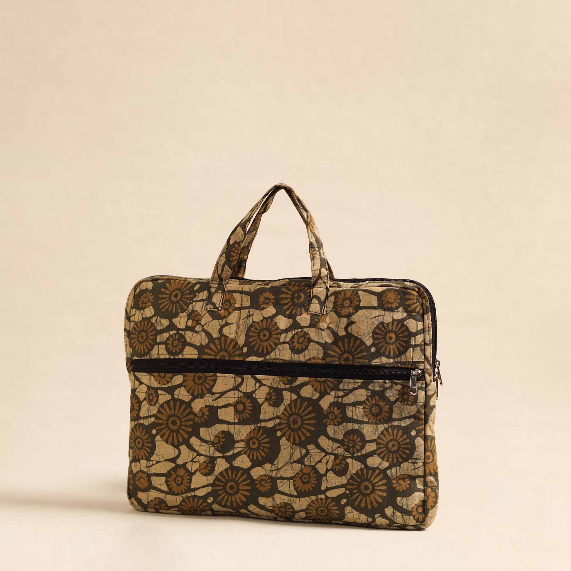 Brown - Handmade Quilted Cotton Laptop Bag 09