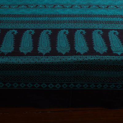 Blue - Block Print Cotton Bagh Double Bed Sheet (108 x 90 in) 17
