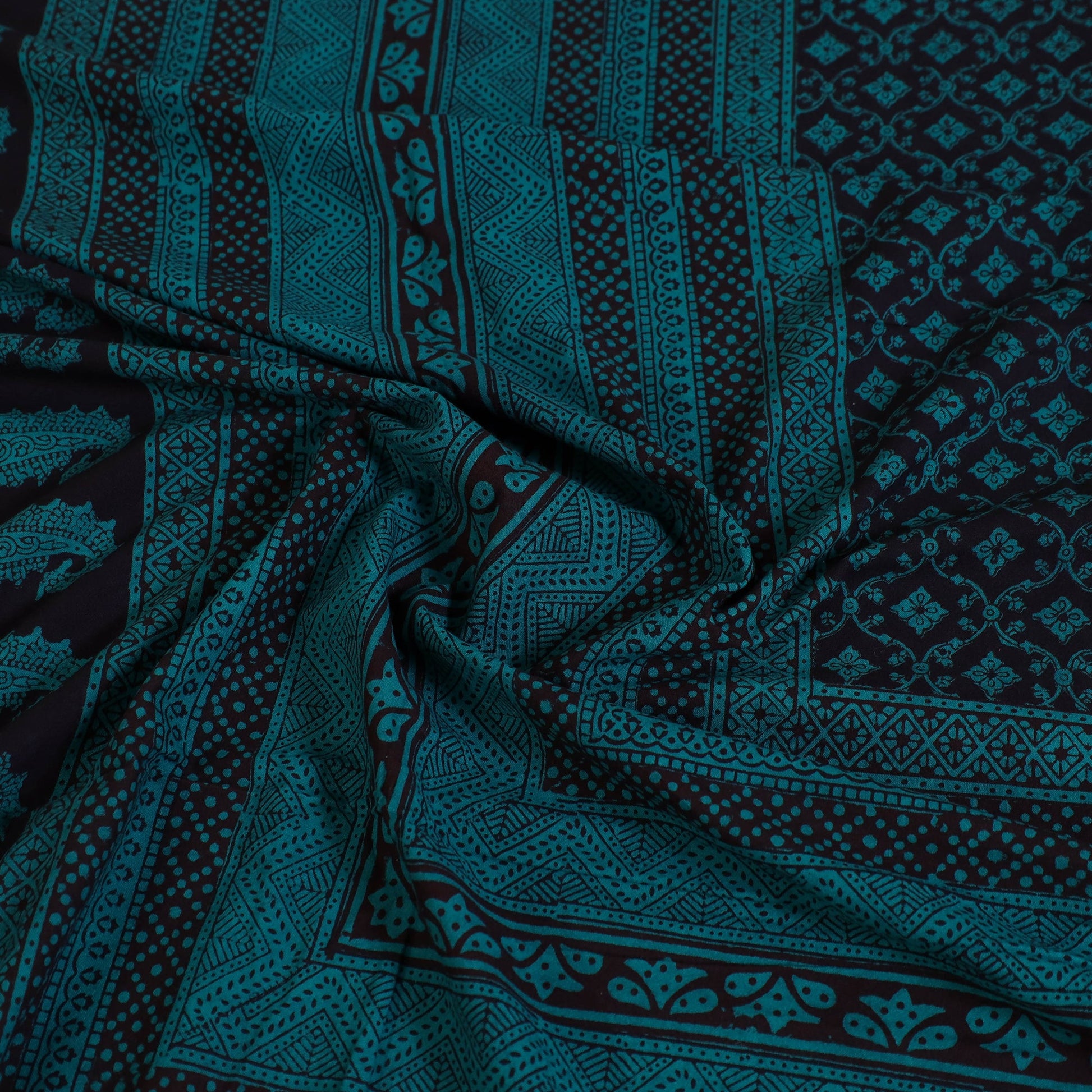 Blue - Block Print Cotton Bagh Double Bed Sheet (108 x 90 in) 17