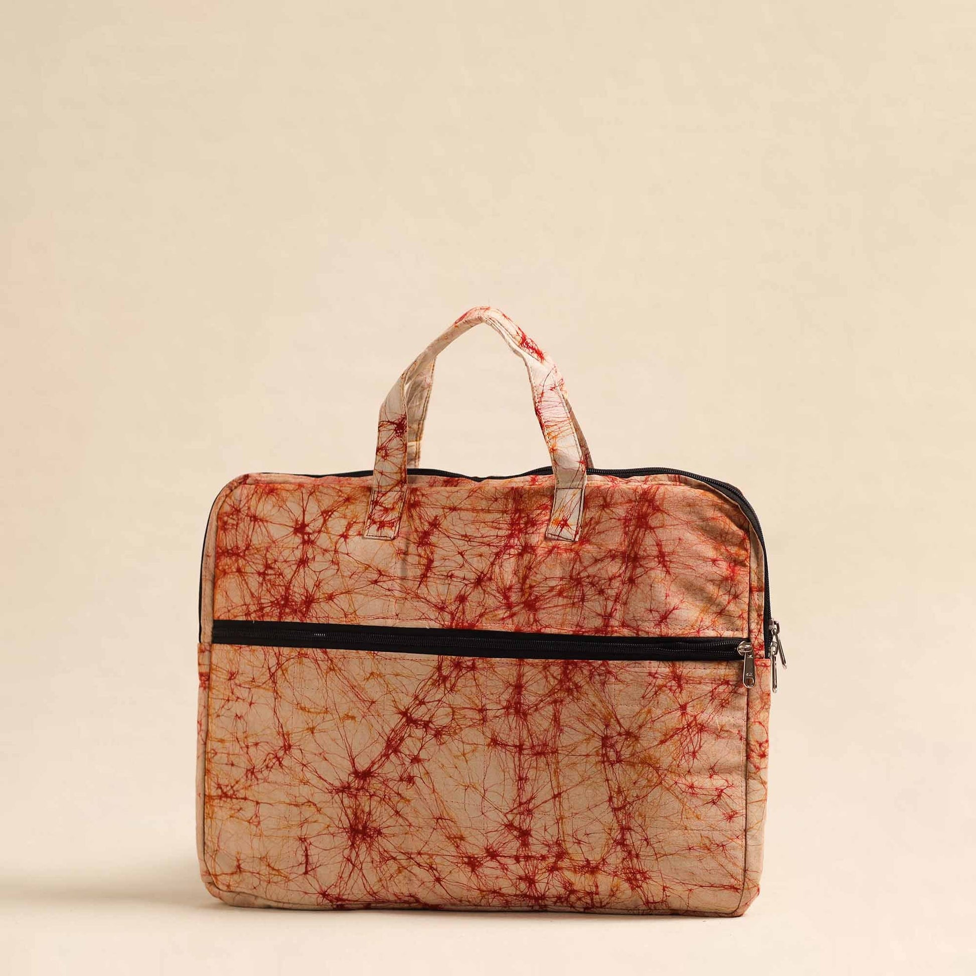 Beige - Handmade Quilted Cotton Laptop Bag 05