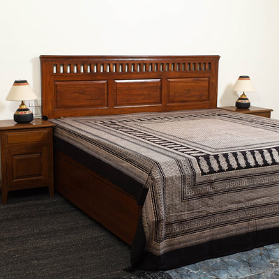 Black - Block Print Cotton Bagh Double Bed Sheet (108 x 90 in) 20