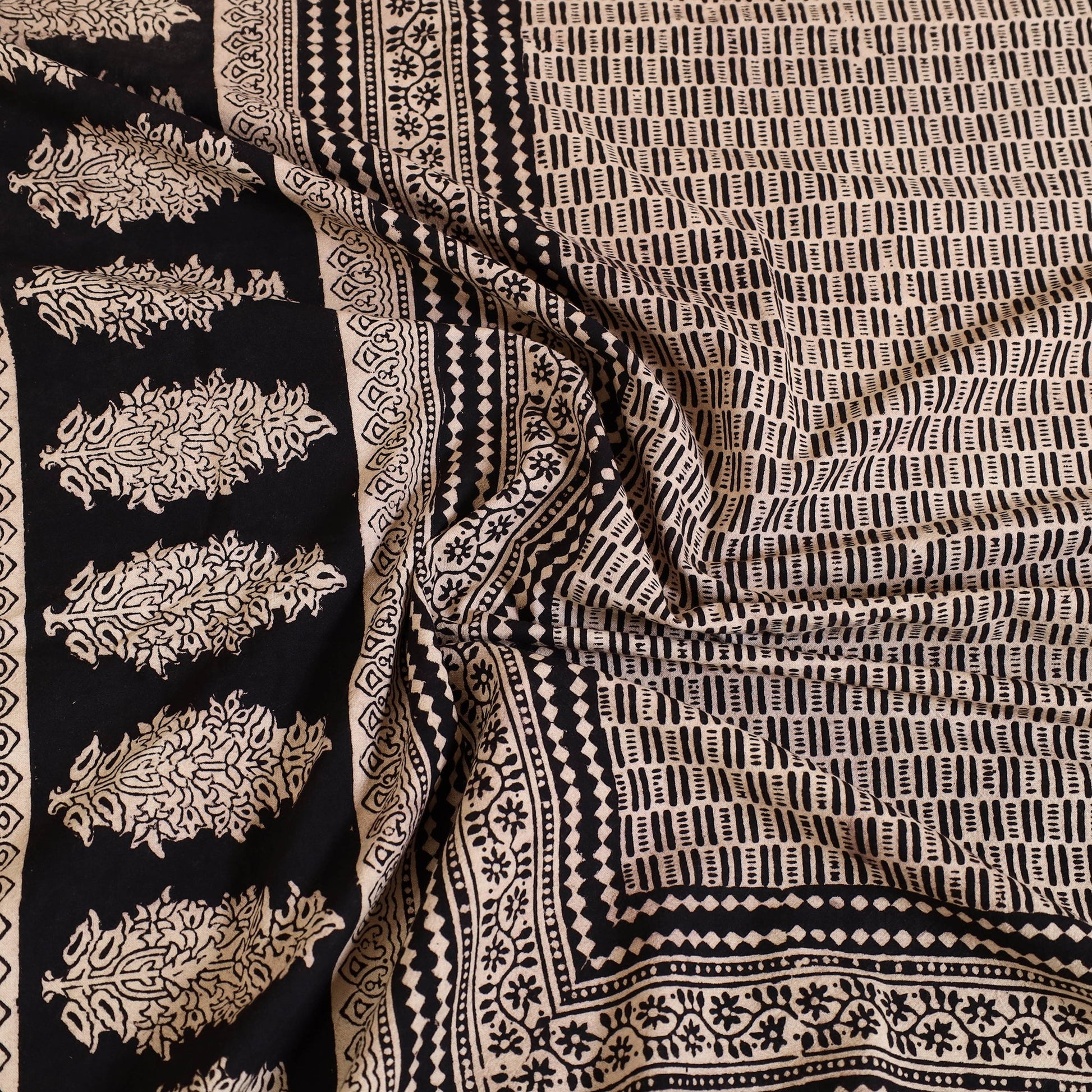Black - Block Print Cotton Bagh Double Bed Sheet (108 x 90 in) 20