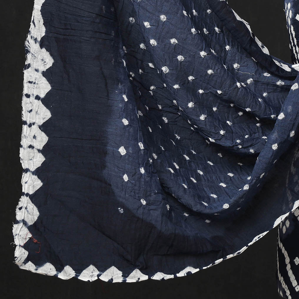 Blue - 3pc Kutch Bandhani Tie-Dye Satin Cotton Suit Material Set
