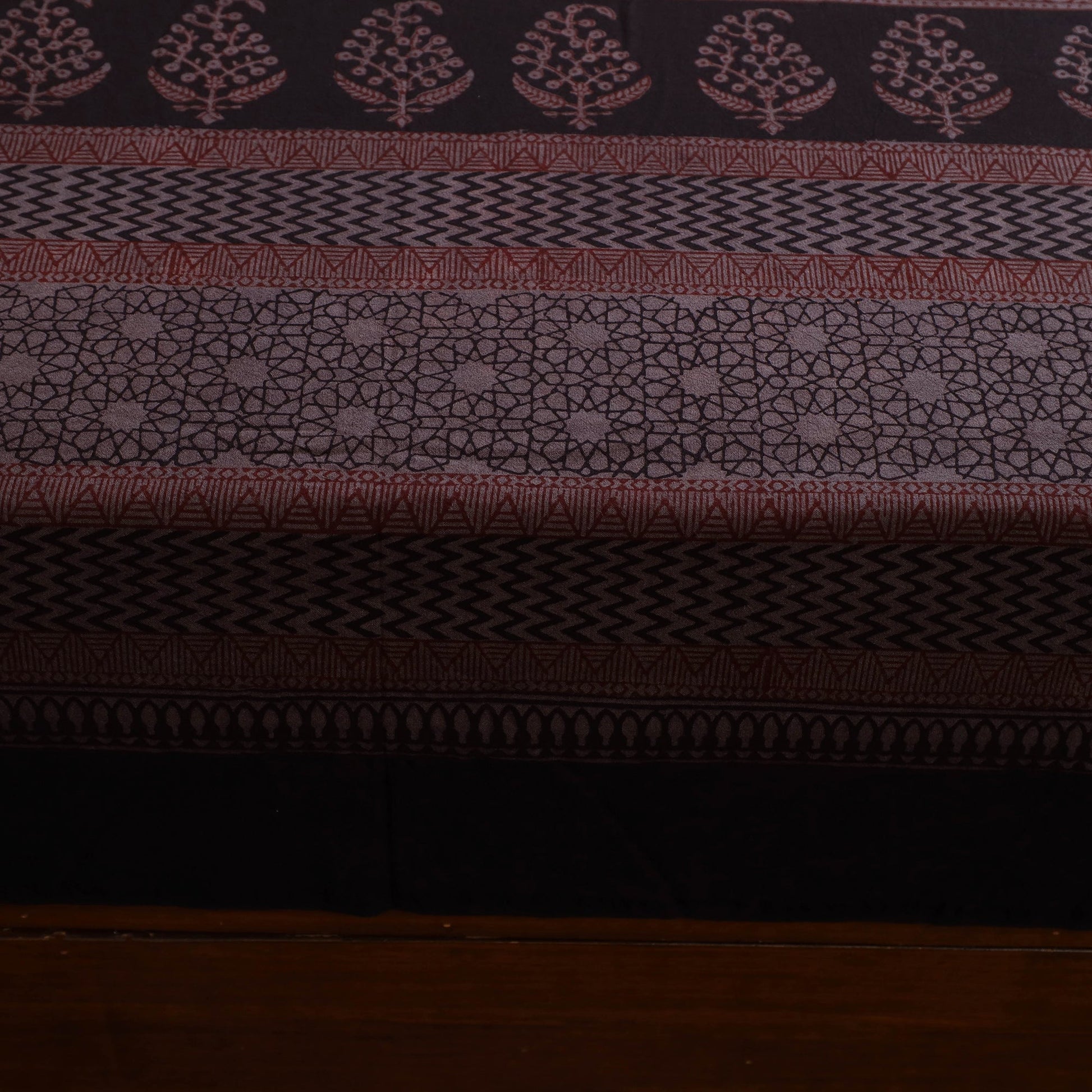 Brown - Block Print Cotton Bagh Double Bed Sheet (108 x 90 in) 29